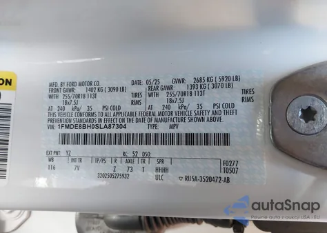 2025 Ford Bronco Outer Banks z USA, uszkodzony, nr VIN 1FMDE8BH0SLA87304